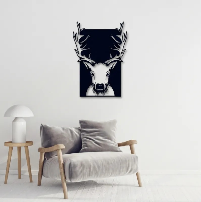 Modern Monochrome Stag Steel Wall Art