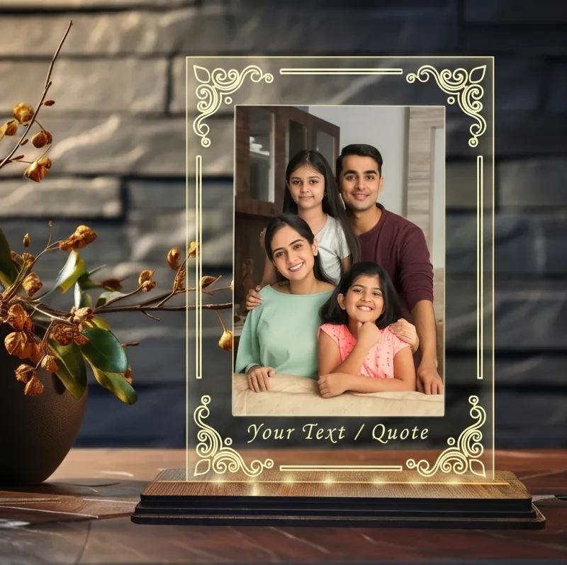 Custom Engraved Acrylic LED Photo Stand - Personalized Glowing Memory Display