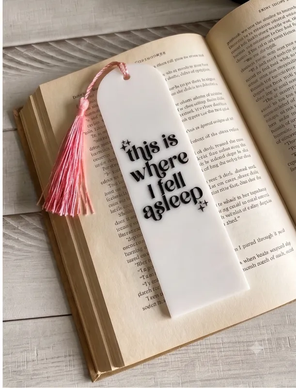 Personalized White Acrylic Engraved Bookmarks – Custom Quote & Name with Tassel