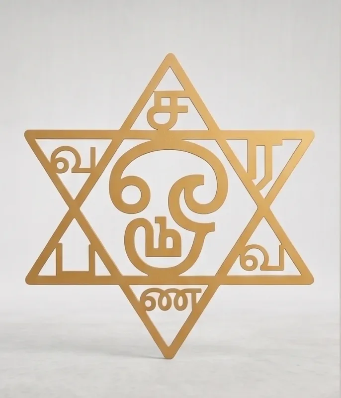 Premium Laser-Cut Mild Steel Spiritual Hexagram Wall Decor (Tamil Yantra)