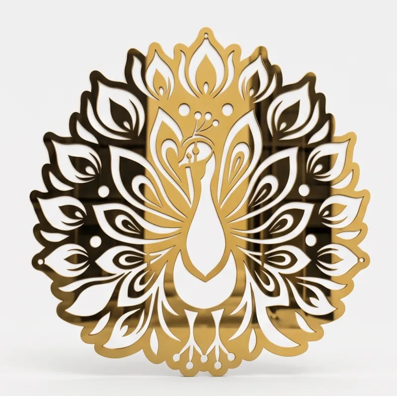 Premium Mirror Gold Stainless Steel Peacock Wall Decor