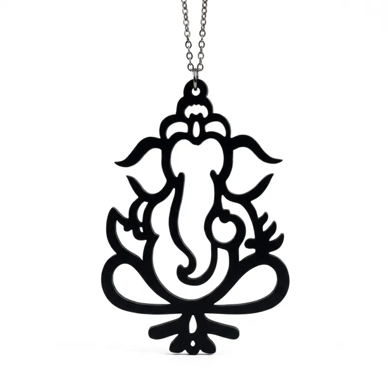 Premium Black Acrylic Lord Ganesha Car Rearview Mirror Hanging